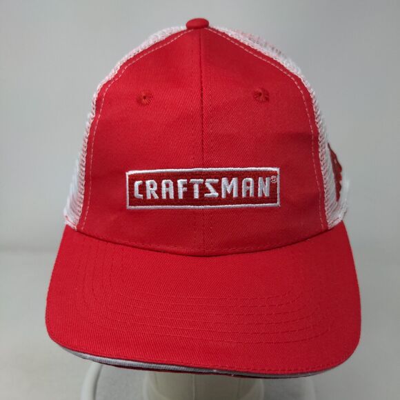 Craftsman ACE Snapback Mesh Back Trucker Hat Red OSFM Embroidered Colorblock - Picture 2 of 7